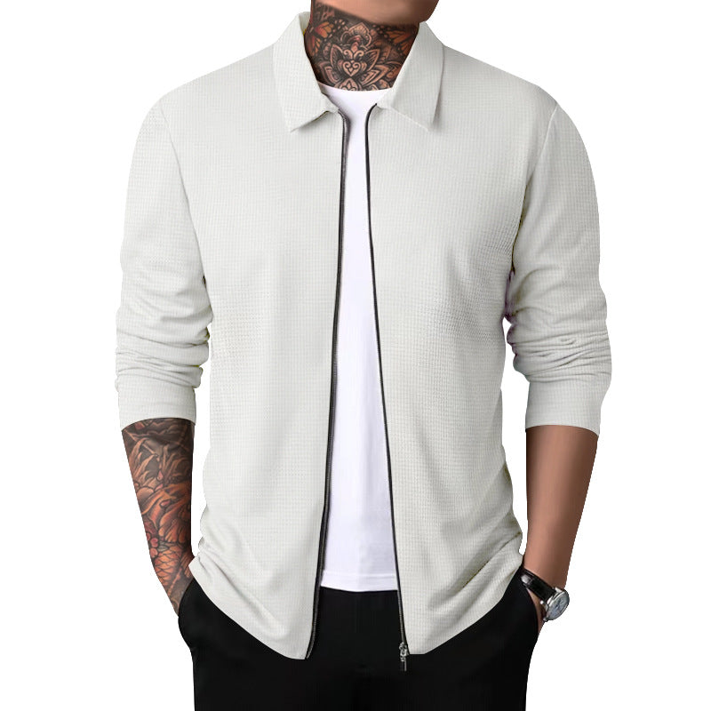 Men's nano structured shirt jacket with waffle structure, full-length zipper and slim fit StylebySassy