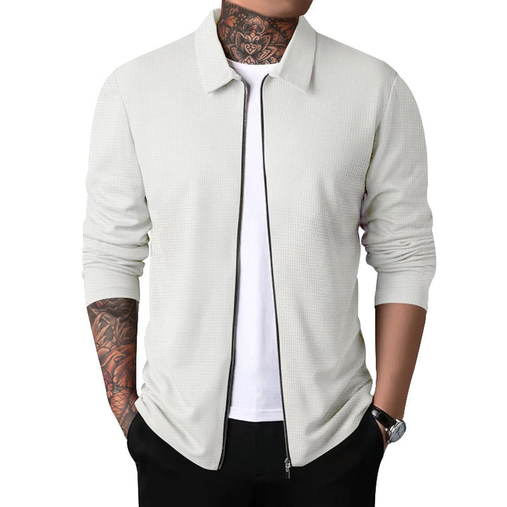 Men's nano structured shirt jacket with waffle structure, full-length zipper and slim fit StylebySassy