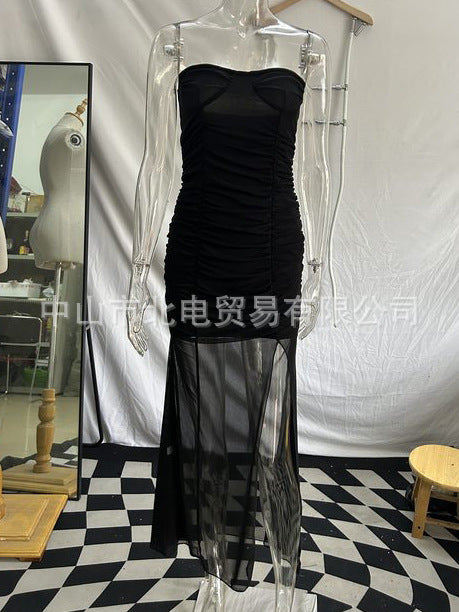 Women Elegant Off-Shoulder Maxi Dress with Ruffle Details StylebySassy