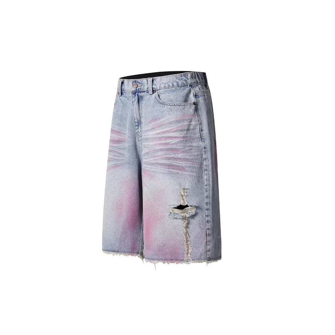 Women's Trendy Denim Shorts with Unique Graffiti and Destroyed Details StylebySassy