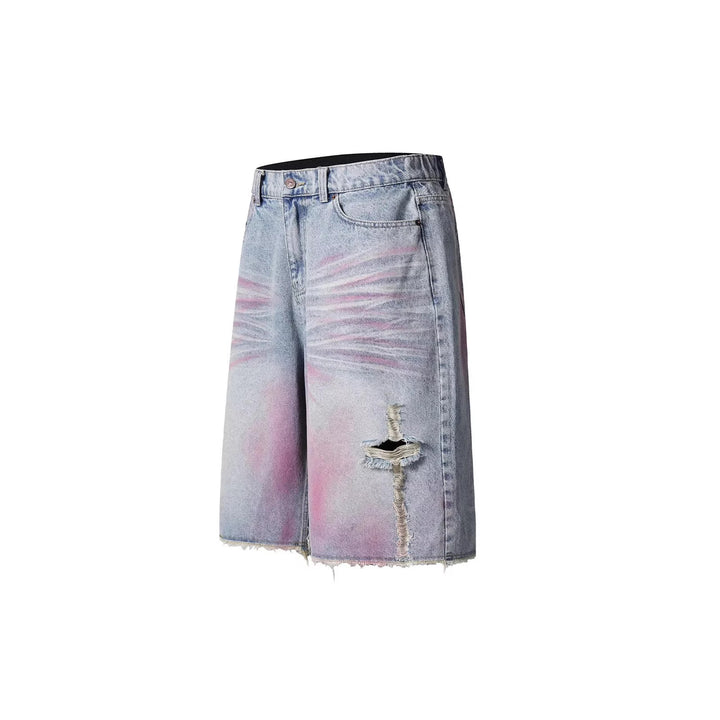 Women's Trendy Denim Shorts with Unique Graffiti and Destroyed Details StylebySassy
