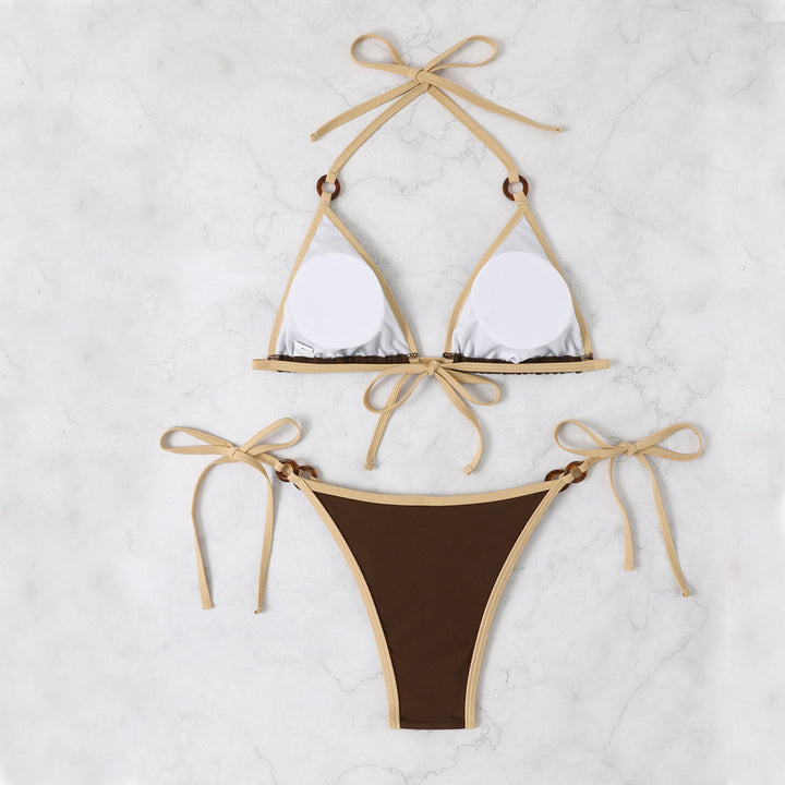 Ladies triangle bikini with adjustable straps and ring details StylebySassy