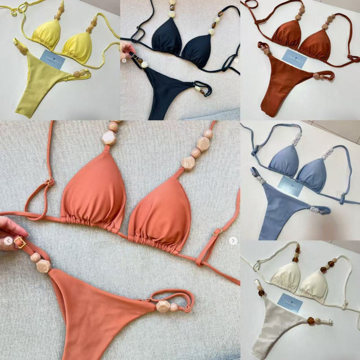 Women Triangle Bikini with elastic bands and decorative details StylebySassy