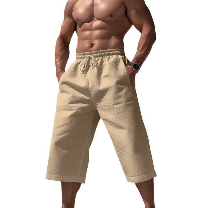 Men's casual knee-length Bermuda shorts with elastic waistband and drawstring StylebySassy