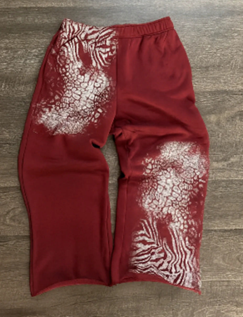 Women nan loose sweatpants with asymmetrical animal print, elastic comfort waistband and straight leg StylebySassy
