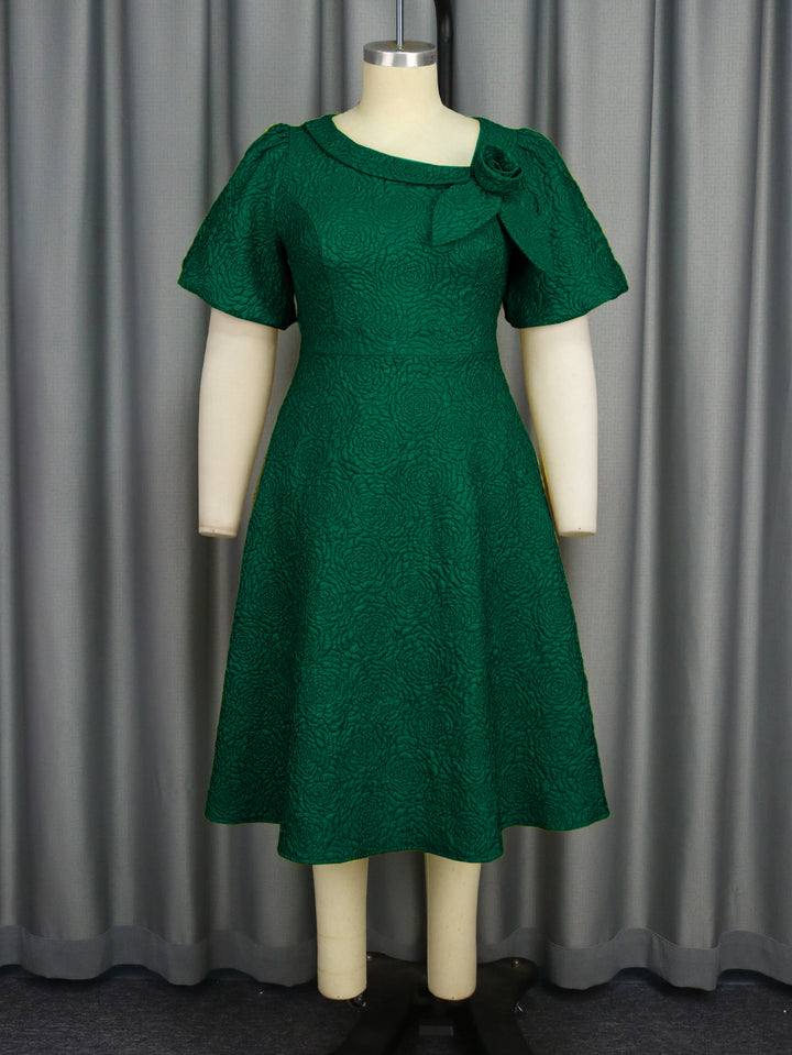 Women's Elegant Dress with Structured Flower Appliqué StylebySassy
