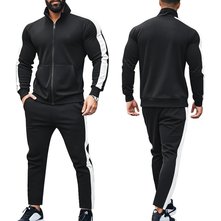 Men's narrow-cut two-piece with stand-up collar zip jacket and tapered drawstring pants StylebySassy
