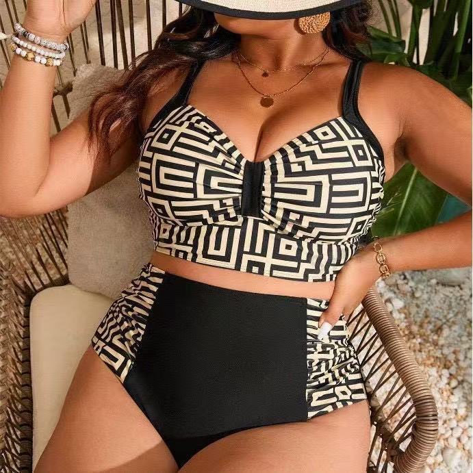 Women's Two-Piece Bikini Set with Modern Geometric Design StylebySassy