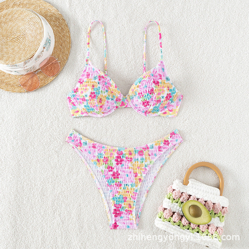 Women Colorful Push-Up Bikini with Floral Design StylebySassy