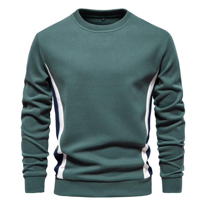 Men's round neck sweatshirt made of cotton blend with contrasting side piping and slim silhouette StylebySassy