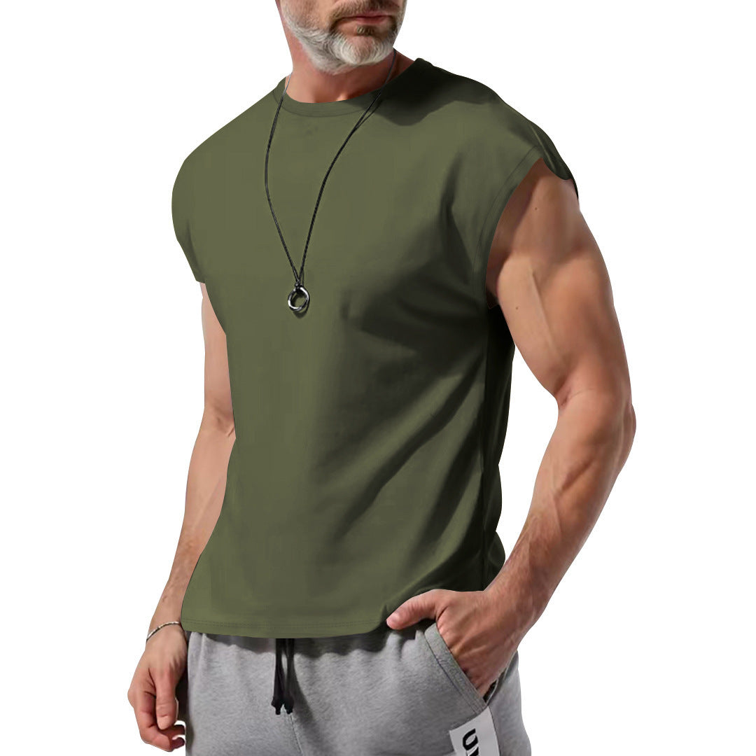 Men's lightweight athletic sleeveless muscle shirt with raw arm finish and elastic cotton blend StylebySassy