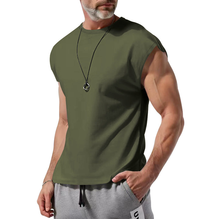 Men's lightweight athletic sleeveless muscle shirt with raw arm finish and elastic cotton blend StylebySassy