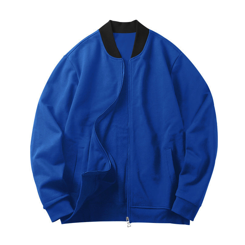 Men's lightweight cotton blouson with contrasting collar, visible metal zipper, and side pockets StylebySassy