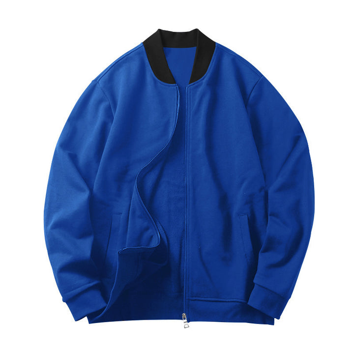Men's lightweight cotton blouson with contrasting collar, visible metal zipper, and side pockets StylebySassy