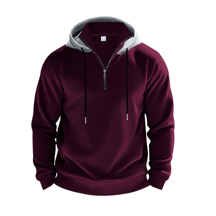Men's hoodie with short zipper, double-layer hood and drawstring StylebySassy