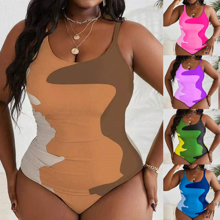 Women's One-Piece Swimsuit with Modern Camouflage Design StylebySassy