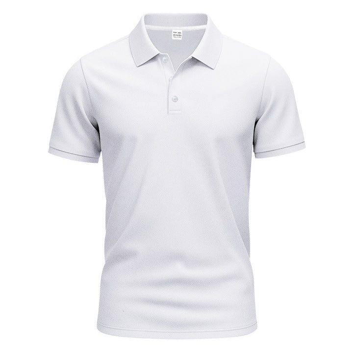 Men's polo collar shirt with slim fit, breathable mesh structure, and flat two-button placket StylebySassy
