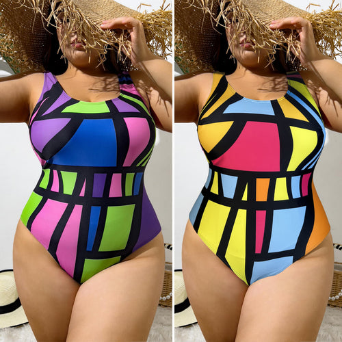 Women's one-piece swimsuit with geometric design StylebySassy