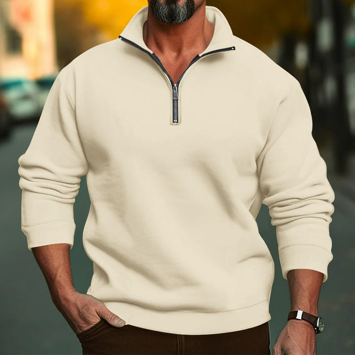 Men's casual sweatshirt with zip stand-up collar and soft brushed fleece inside StylebySassy