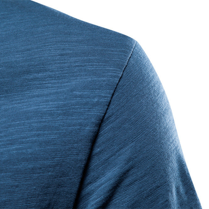 Men's light cotton jersey short-sleeve shirt with V-neck and slim fit StylebySassy