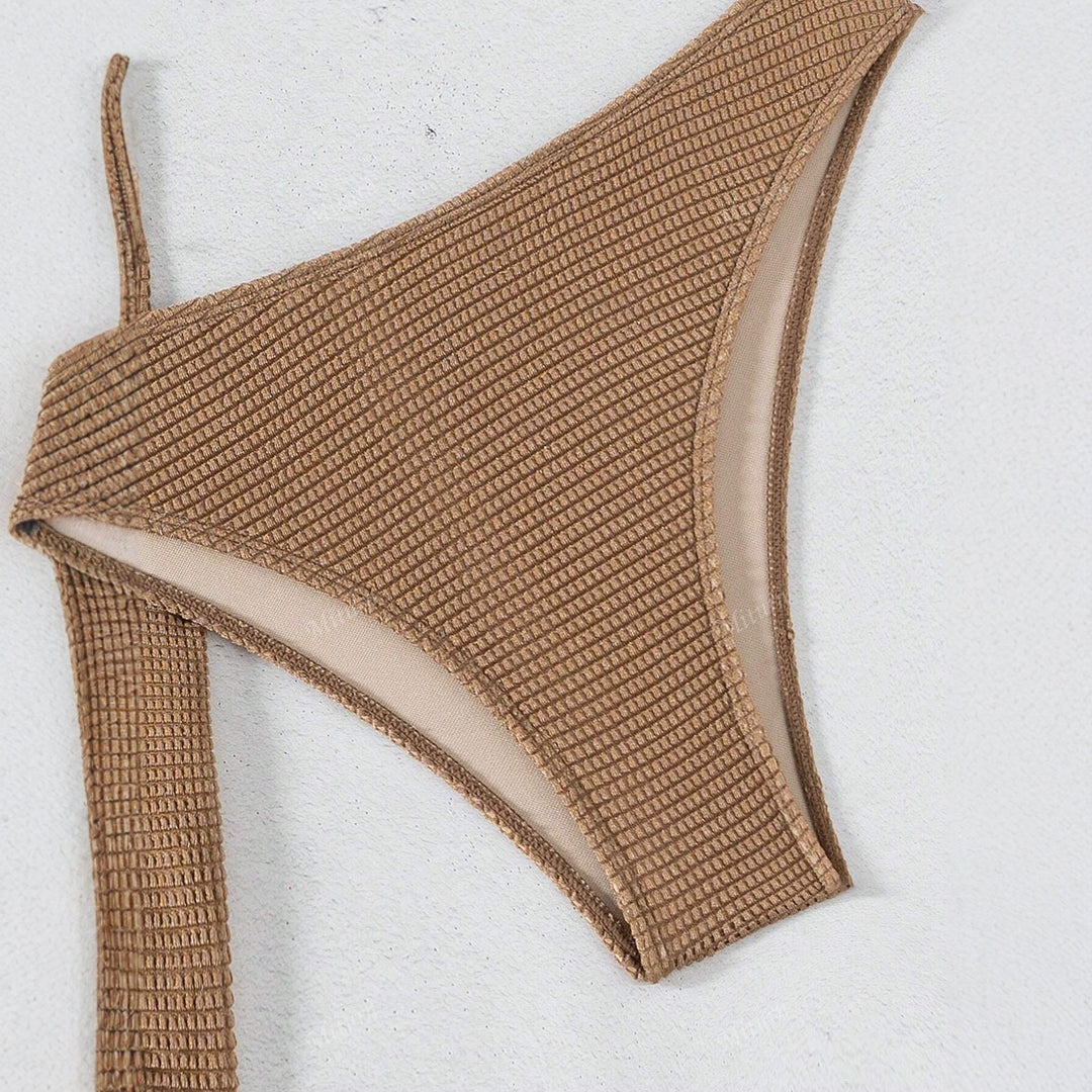 Women's bandeau bikini set with decorative wrap skirt StylebySassy
