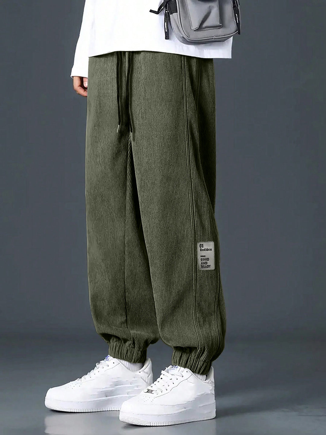 Men's nan Relax leisure pants made of fine wide cord structure with drawstring and elastic ankle cuffs StylebySassy