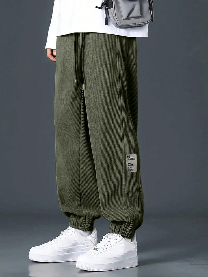 Men's nan Relax leisure pants made of fine wide cord structure with drawstring and elastic ankle cuffs StylebySassy