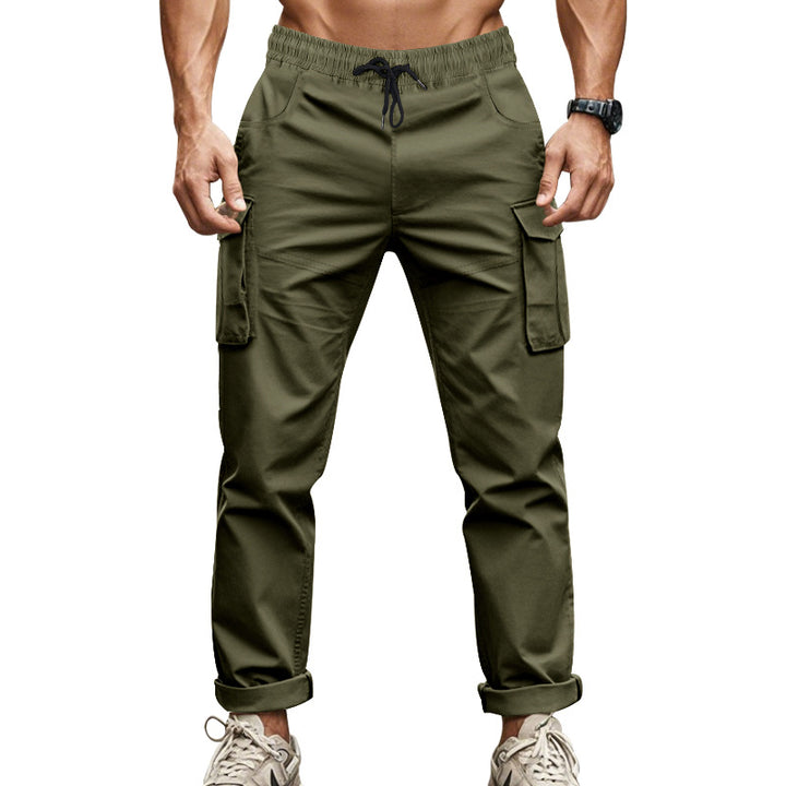 Men's urban cargo chinos in jogging style with elastic drawstring waistband and multifunctional pockets StylebySassy