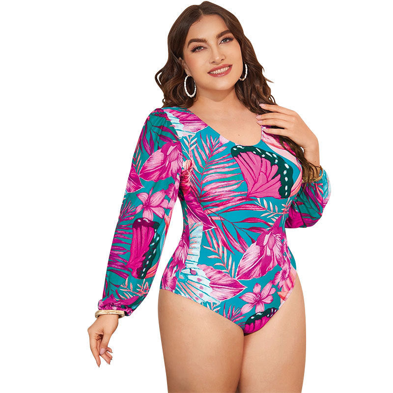 Women Elegant One-Piece Swimsuit with Puff Sleeves StylebySassy