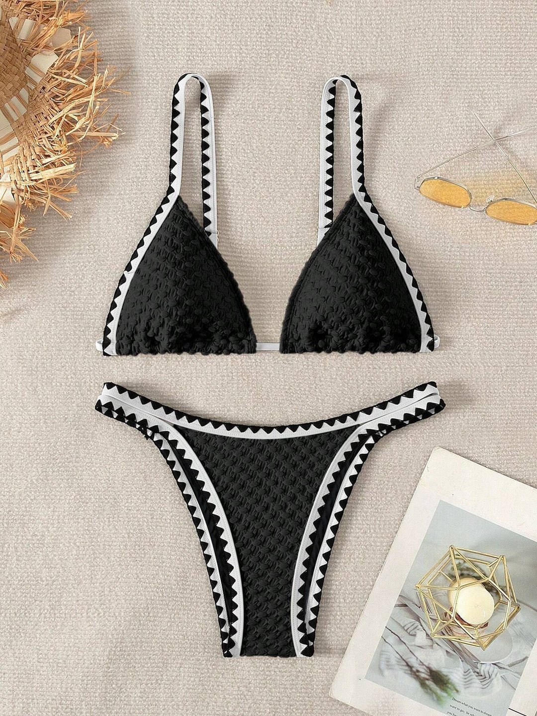 Women's Triangle Bikini with sophisticated crochet pattern StylebySassy