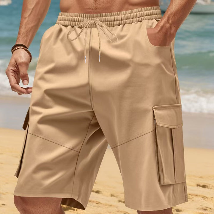 Men's Nano Technical Travel Leisure Bermuda with Elastic Waistband, Drawstring and Functional Flap Pockets StylebySassy