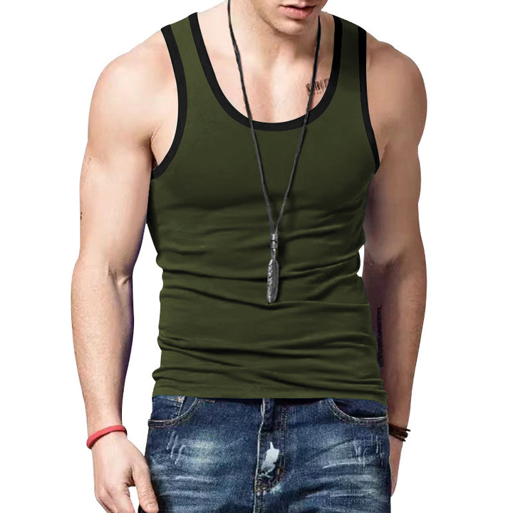 Men's fitted sports top made of elastic cotton blend with contrasting trim StylebySassy