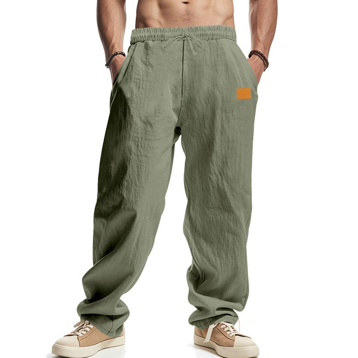 Men's Casual Linen Pants with Elastic Waistband and Generous Side Pockets StylebySassy