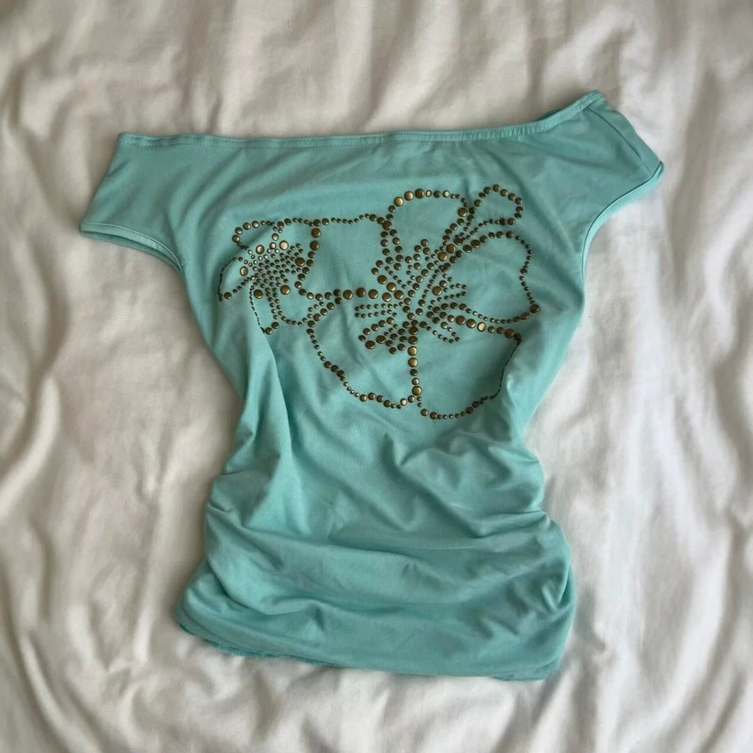 Women's Off-Shoulder Top with Sparkling Details StylebySassy