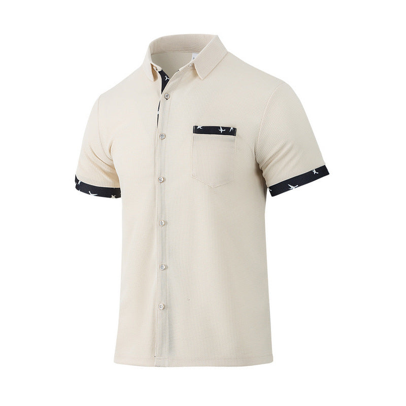 Men's structured short-sleeve shirt with chest pocket and contrast trim StylebySassy