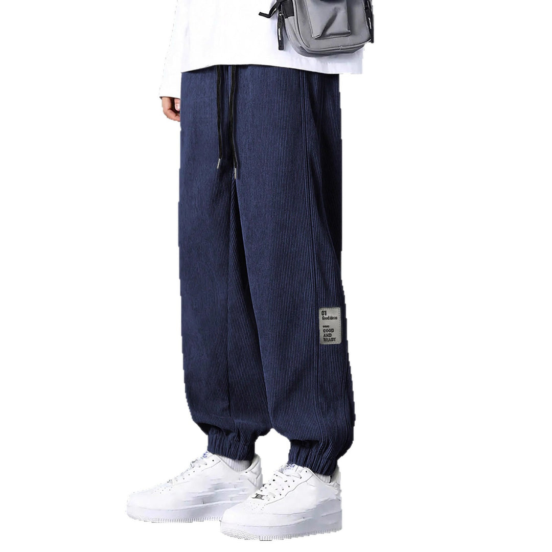 Men's nan Relax leisure pants made of fine wide cord structure with drawstring and elastic ankle cuffs StylebySassy