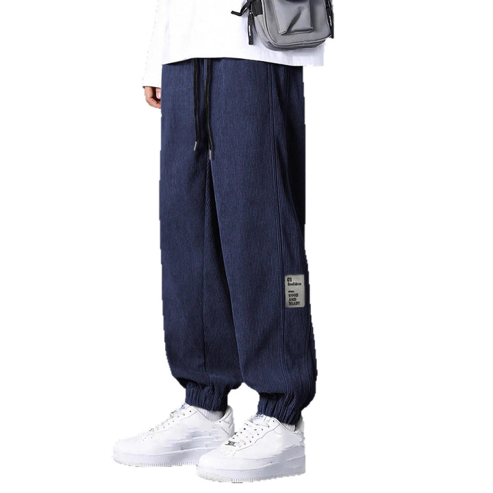 Men's nan Relax leisure pants made of fine wide cord structure with drawstring and elastic ankle cuffs StylebySassy