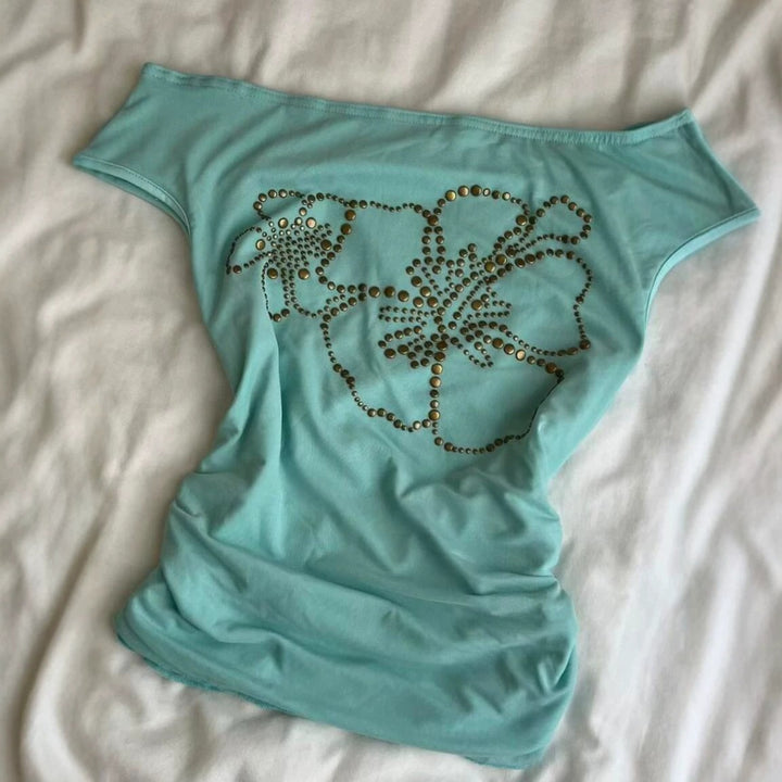 Women's Off-Shoulder Top with Sparkling Details StylebySassy