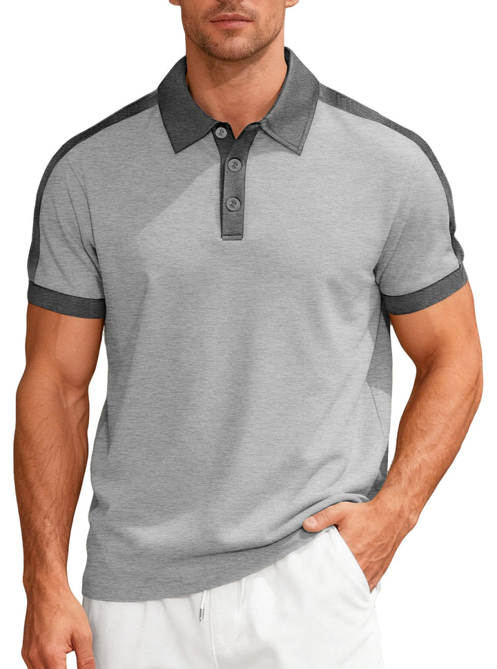 Men's nan Premium polo in retro contrast look with shirt collar and three-button placket StylebySassy