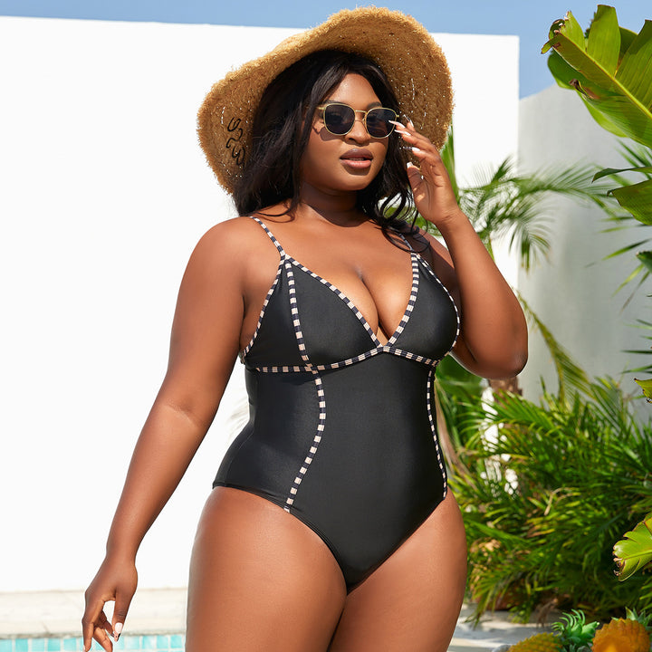 Women's One-Piece Swimsuit with Trendy Contrast Accents StylebySassy