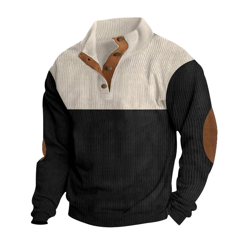 Men's nan Troyer knitted sweater with ribbed structure and elbow patches StylebySassy