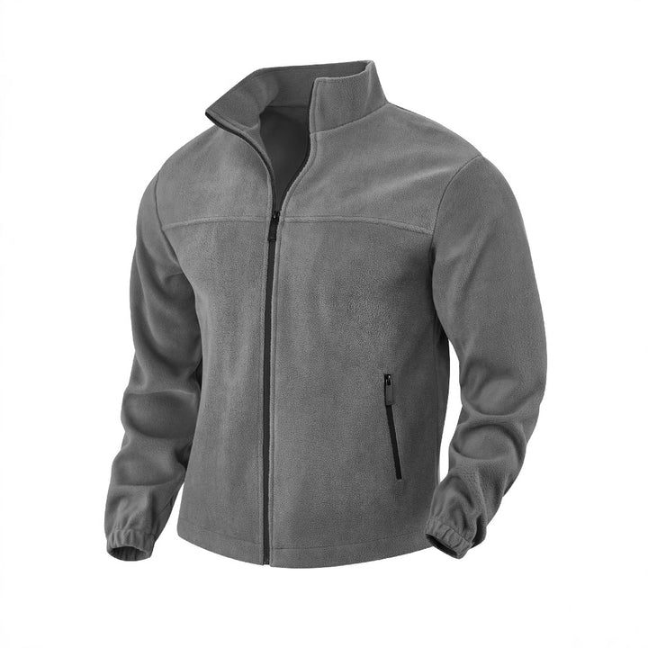 Men's fleece jacket with zipper, stand-up collar and zip pockets StylebySassy