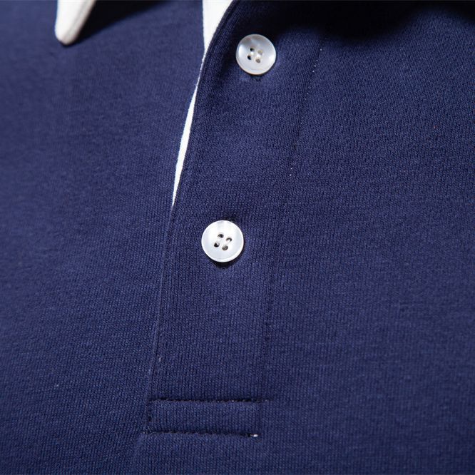 Men's elegant long sleeve polo shirt with contrast collar StylebySassy