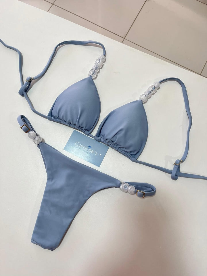 Women Triangle Bikini with elastic bands and decorative details StylebySassy