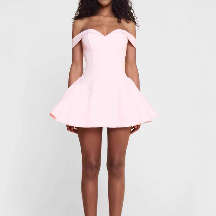 Ladies Off-Shoulder Mini Dress with Swinging Skirt StylebySassy