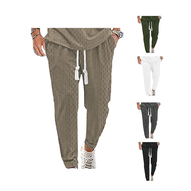 Men's nano thermo braid knit jogging pants with wide ribbed waistband and decorative cord StylebySassy