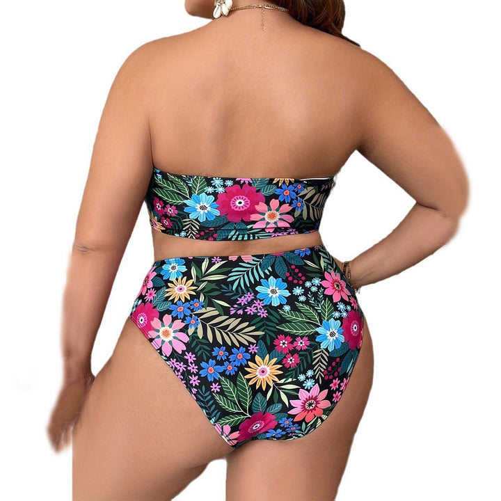 Women's bandeau bikini with floral design and high-waisted cut StylebySassy