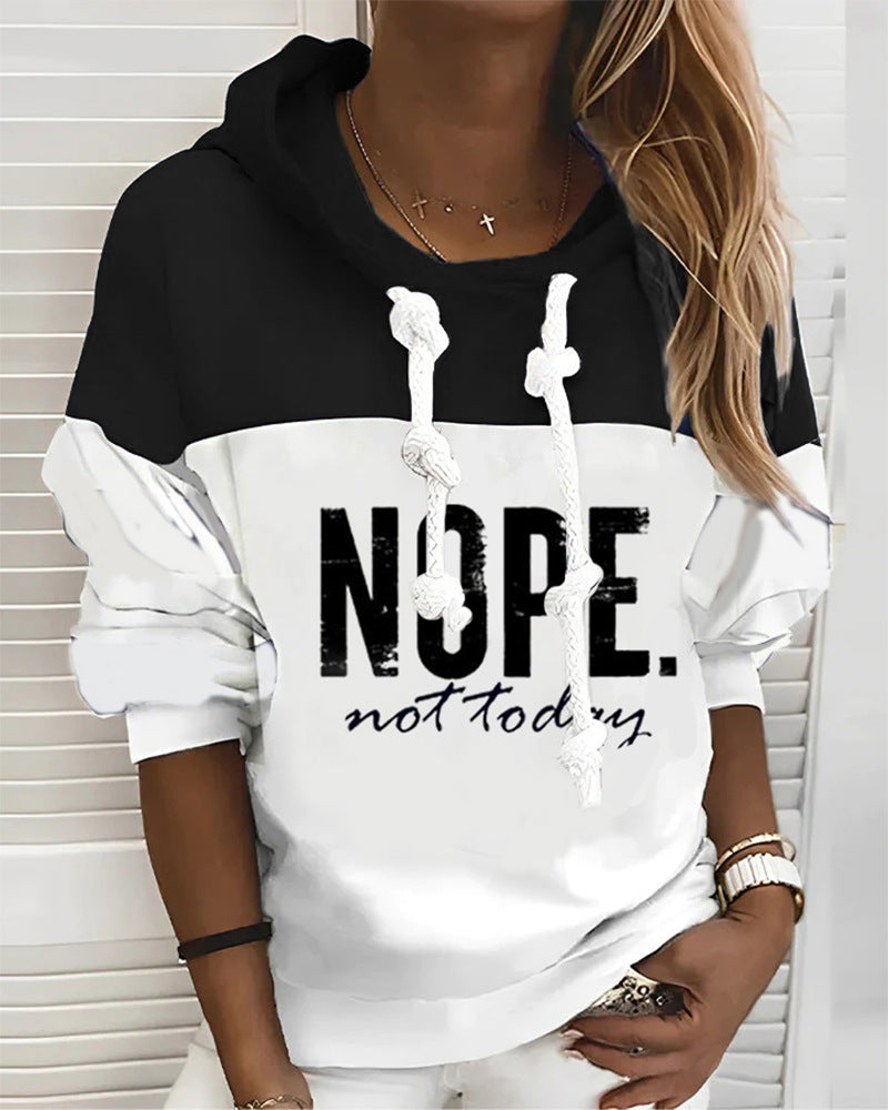 Women's sporty-urban hoodie with statement print, distinctive drawstrings and balloon sleeves StylebySassy