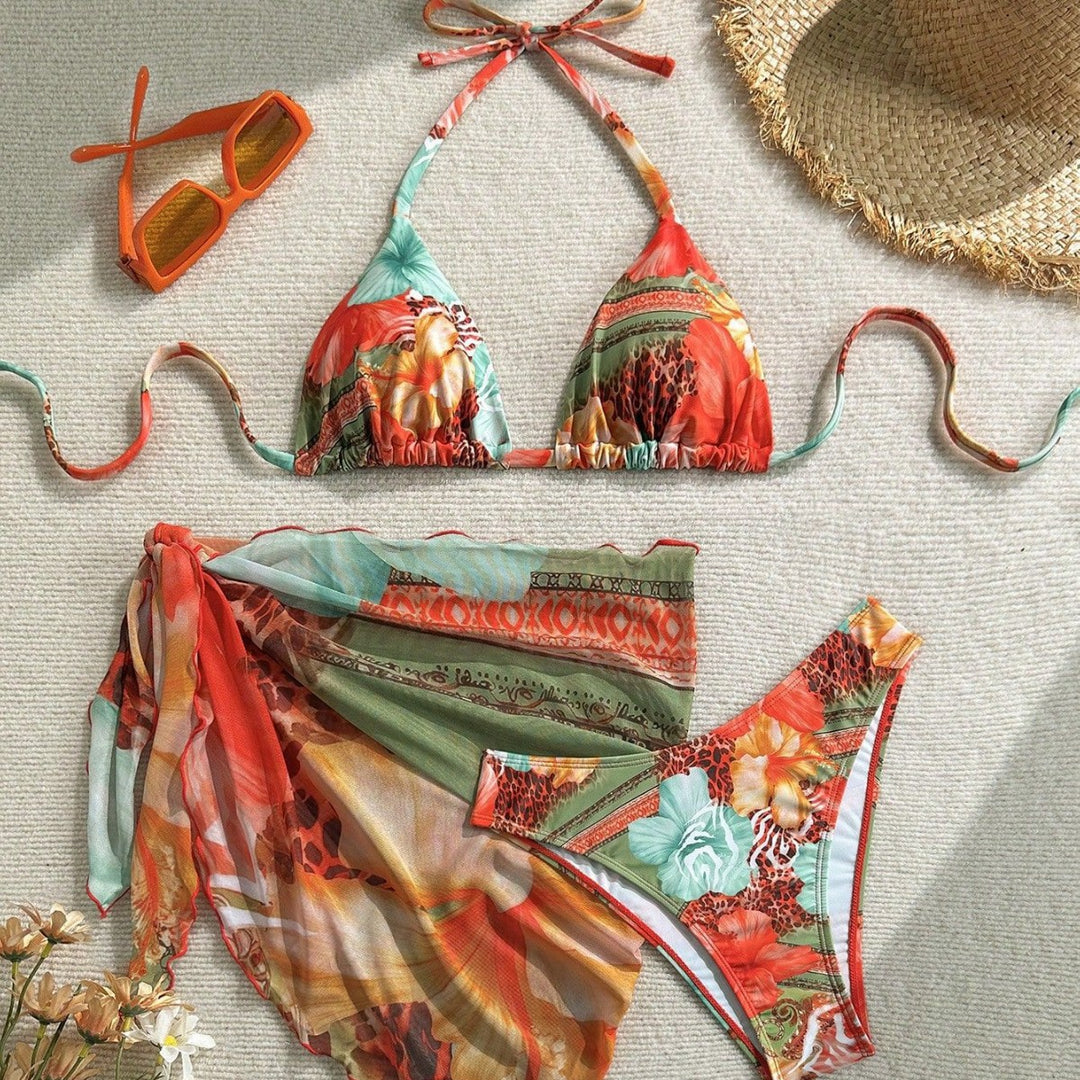 Women Floral Bikini Set with combination of top and wrap cloth StylebySassy