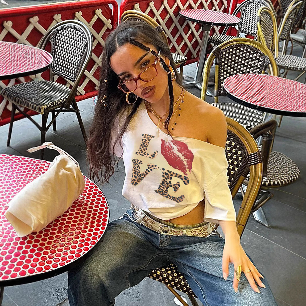 Ladies Fashion T-Shirt with Creative Graphic Print StylebySassy
